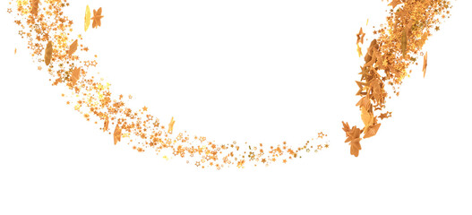 Sparkling gold stars swirl on white. Perfect for festive designs, celebrations, and more!