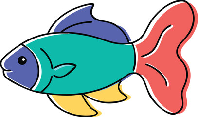 Vibrant betta fish illustration on white background