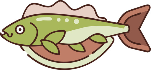 Black ghost knife fish illustration on white background