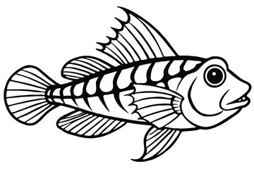 Colorful blenny fish illustration on white background