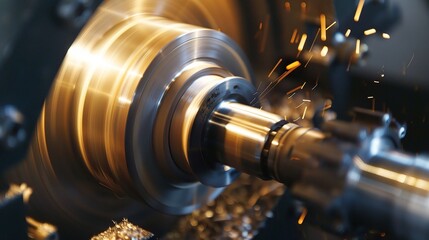 Close-up of groove turning operation on a lathe, demonstrating a cutting tool creating precise grooves on a metal workpiece