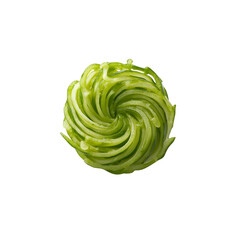 Obraz premium Swirled Zucchini Noodles Spiralized Vegetable Garnish or Pasta Alternative
