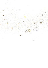 Stars - Banner with golden decoration. Festive border with falling glitter dust and stars.