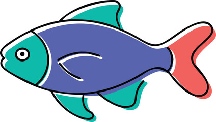 Colorful tetra fish illustration on white background