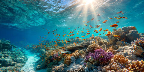 Naklejka premium colorful coral reef underwater ecosystem