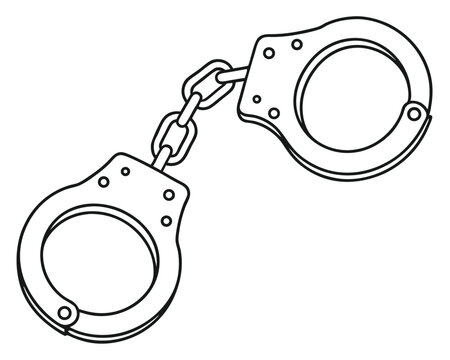 Black and White Illustration of Handcuffs with Chain Connecting the Two Cuffs