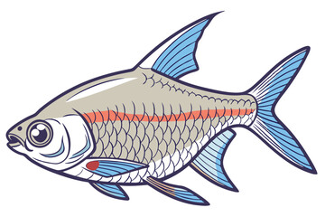 Colorful tetra fish illustration on white background
