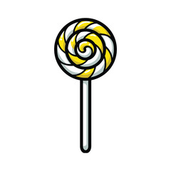 Yellow and White Swirl Lollipop Vector Illustration