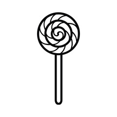 Black Outline Swirl Lollipop Vector Illustration