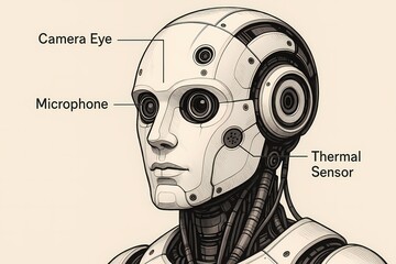 Humanoid Robot Head Sensor System with AI Camera and Thermal Sensors