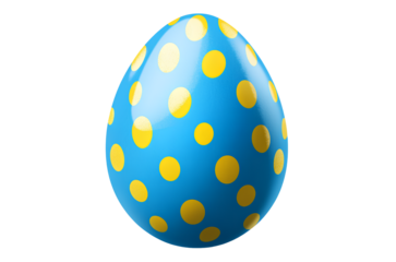  A blue Easter egg with yellow dots, clipart on a white background 