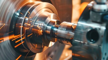 Close-up of groove turning operation on a lathe, demonstrating a cutting tool creating precise grooves on a metal workpiece