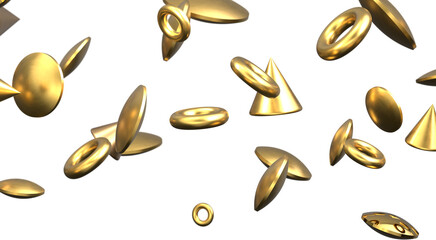 Cascading Splendor: Striking 3D Illustration Showcasing a Dazzling gold Confetti Display