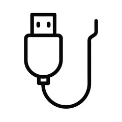 USB Plug Icon Outline Vector Illustration