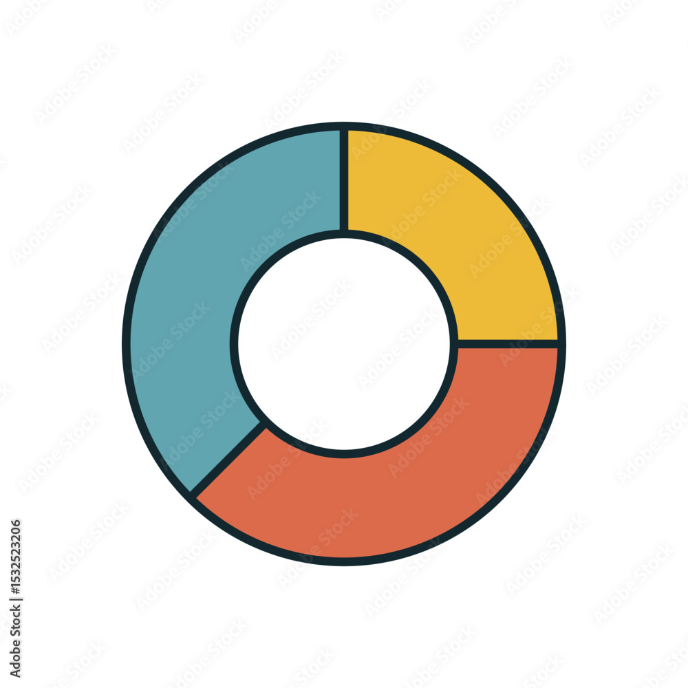 Aufkleber stylized ring chart with a hollow center and quadrant-based sections, visually depicting proportiona