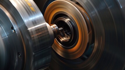 Close-up of groove turning operation on a lathe, demonstrating a cutting tool creating precise grooves on a metal workpiece
