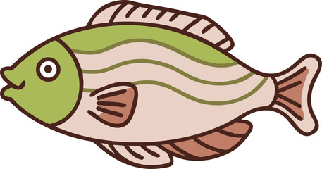 Vibrant cleaner wrasse fish illustration on white background