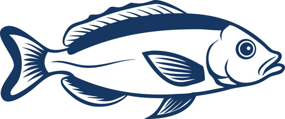 Vibrant cleaner wrasse fish illustration on white background