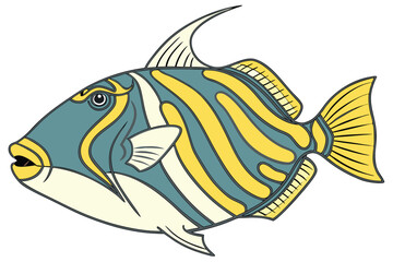 Vibrant clown triggerfish illustration on white background