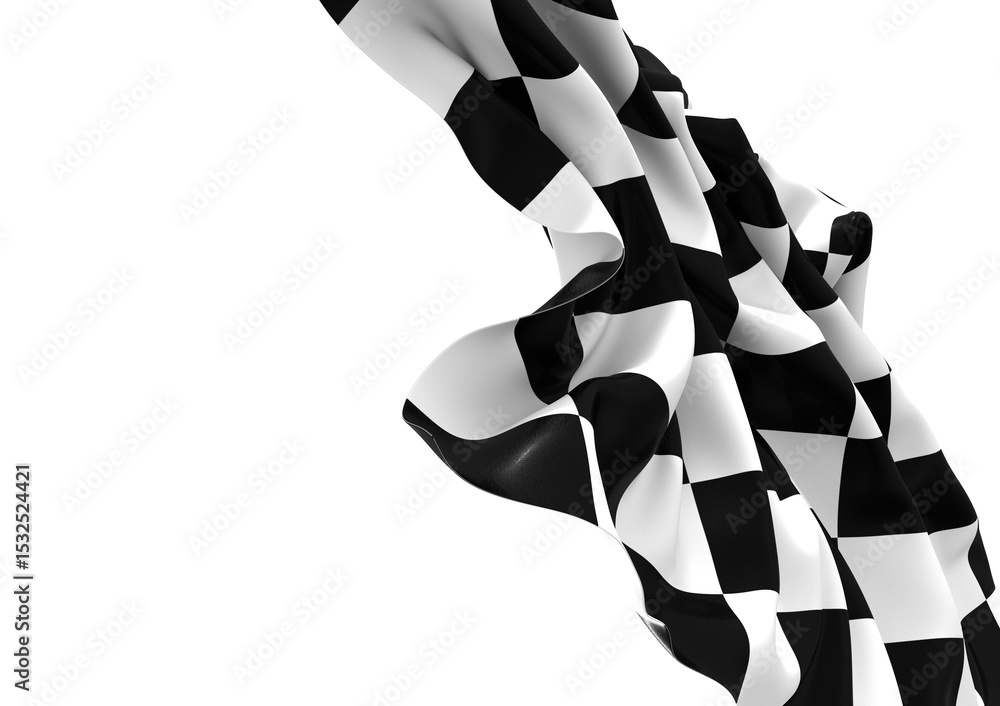 Poster the checkered flag waves in the wind a symbol of victory and the finish line