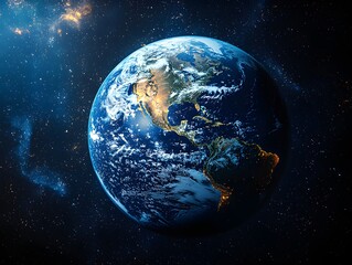 Fototapeta premium Earth in Space: Vintage Science Aerial View