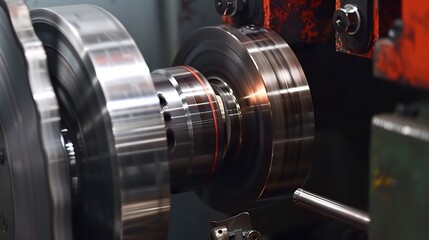 Close-up of groove turning operation on a lathe, demonstrating a cutting tool creating precise grooves on a metal workpiece