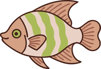 Vibrant coral beauty angelfish illustration