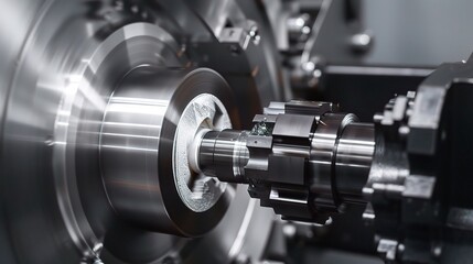 Close-up of groove turning operation on a lathe, demonstrating a cutting tool creating precise grooves on a metal workpiece