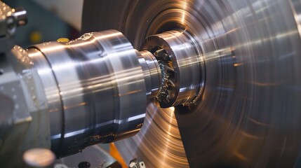Close-up of groove turning operation on a lathe, demonstrating a cutting tool creating precise grooves on a metal workpiece