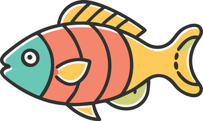 Vibrant damselfish illustration on white background