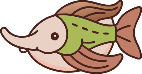 Detailed illustration of an elephant nose fish on white background