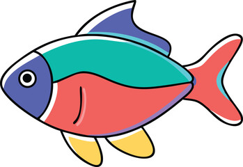Stylized tetra fish illustration on white background