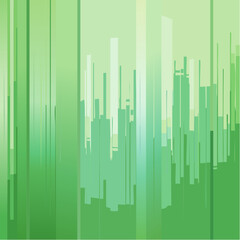 Fluted glass background with soft vertical stripes. Elegant decorative green glass
