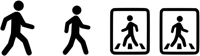 set of A person walking or walk sign flat vector icon for apps and websites
