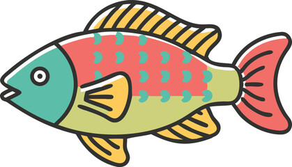Detailed firemouth cichlid fish illustration on white background