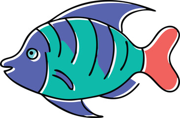 Vibrant flame angelfish illustration on white background