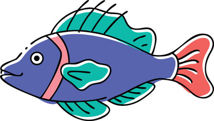 Vibrant flame hawkfish illustration on white background