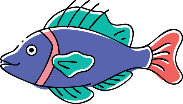 Vibrant flame hawkfish illustration on white background