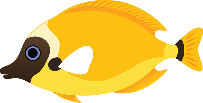 Vibrant foxface rabbitfish illustration on white background