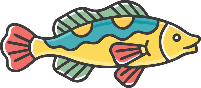Detailed goby fish illustration on white background