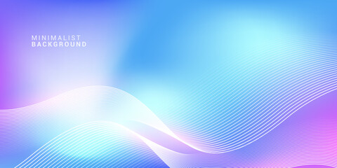 Abstract blue gradient background with shining lines waves. Minimalist background for banner, poster, cover, brochure, flyer, website