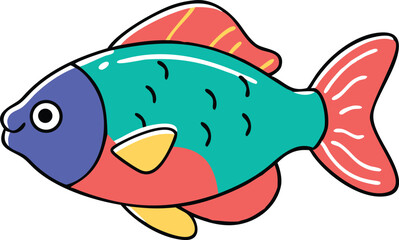 Colorful gourami fish illustration on white background