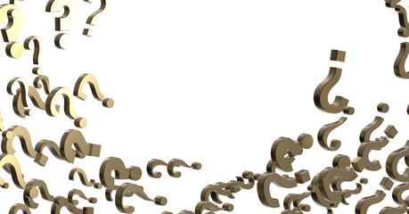 Colored question marks background. 3D Rendering..