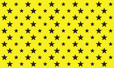 Vector seamless star pattern, star.  Yellow background, black stars. The print is well suited for textiles,Wallpaper,banners and packaging.