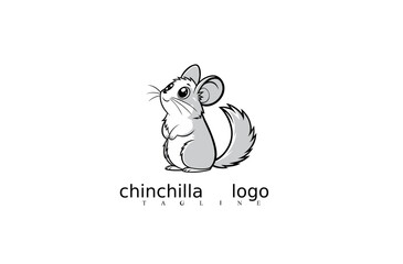 Chinchilla Logo Design: A cute chinchilla illustration, perfect for business and brands looking to attract attention with animal-inspired designs. 