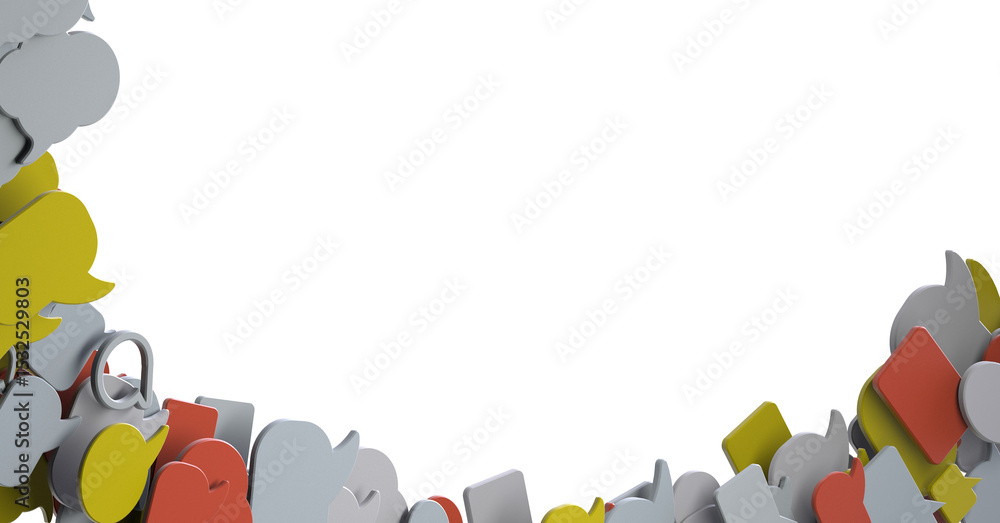 Poster touching 3d rendering flying email icon with his fin
