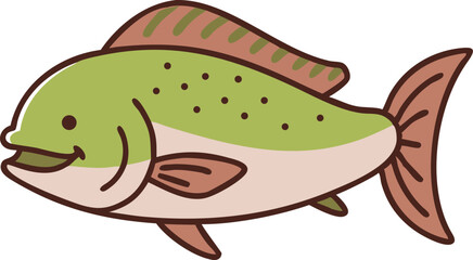 Detailed mahi mahi fish illustration on white background