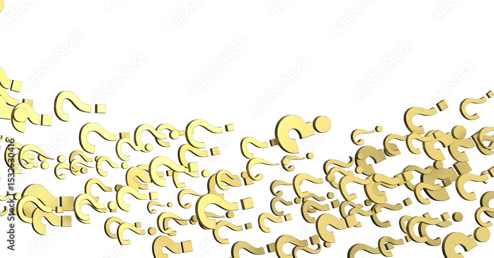 Poster infinite question marks on a plane, original three dimensional illustration.