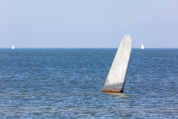 Missing Airmen Memorial, Molkwerum shows a concrete wing tip from a WW2 aircraft as a memorial...