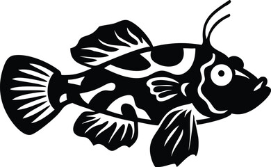 Vibrant mandarin dragonet fish illustration on white background